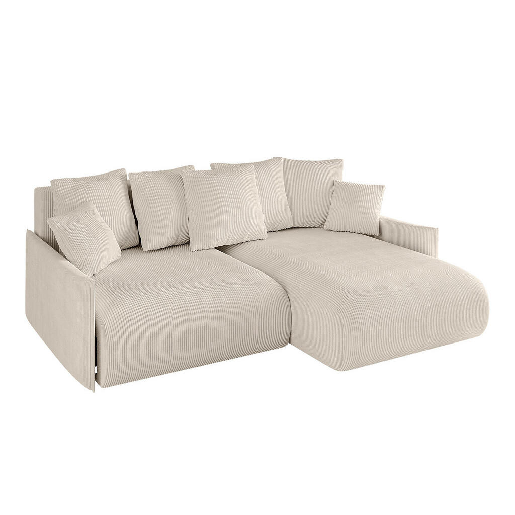 ALTDECOR ROHOVÁ SEDACÍ SOUPRAVA s otomanem vpravo ONESK-L -v1 216x177x72 béžový manšestr