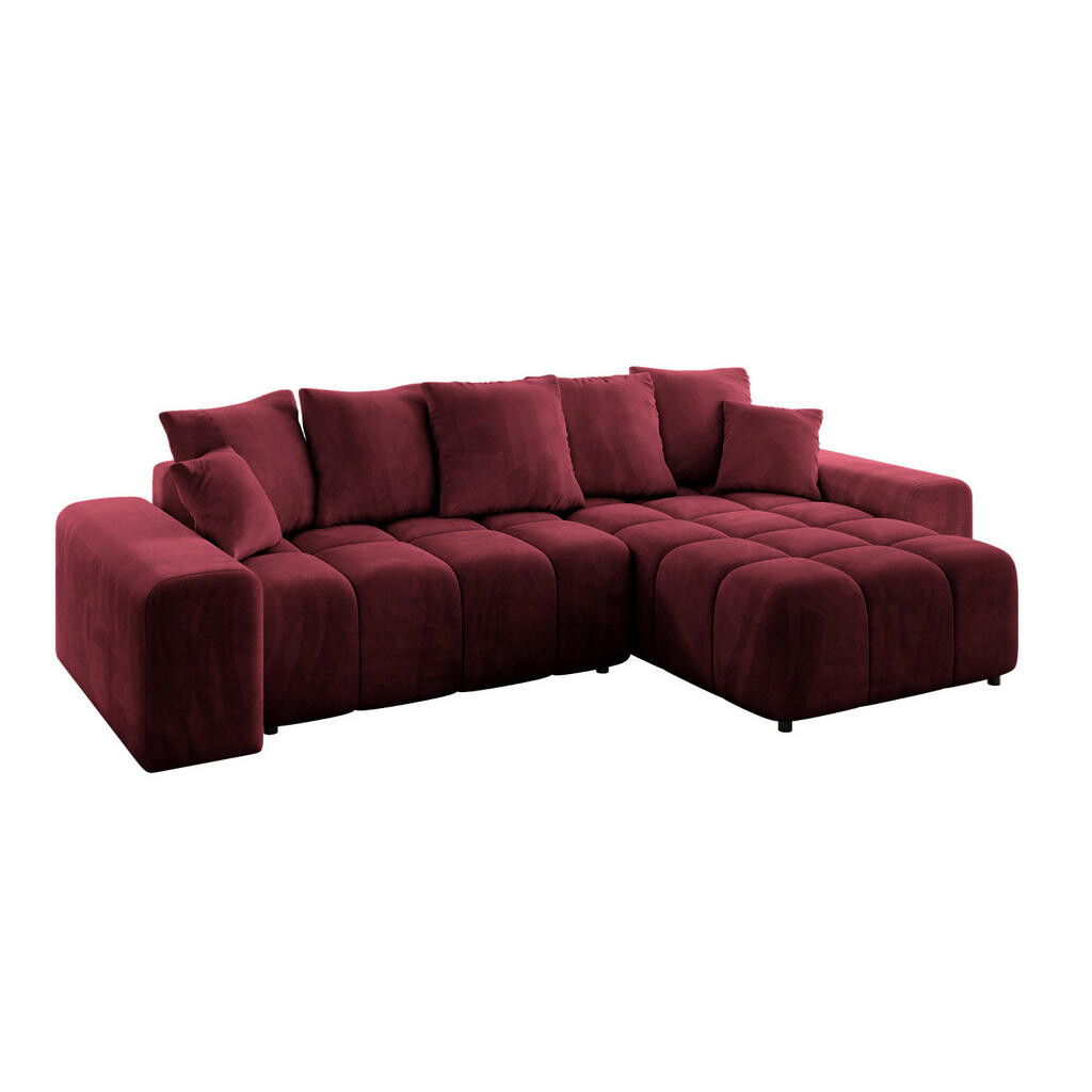 ALTDECOR ROHOVÁ SEDACÍ SOUPRAVA s otomanem vpravo ENIL-L 297x189x68 bordó, velur