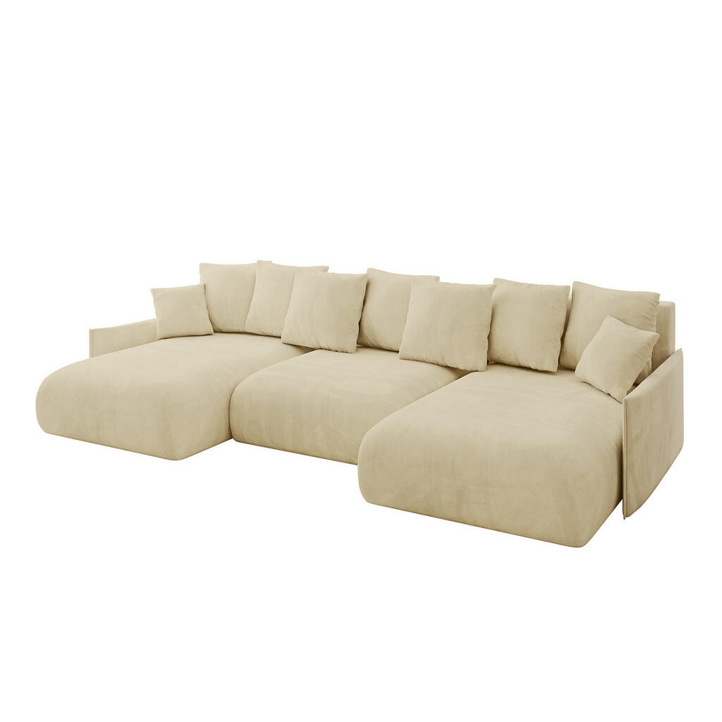ALTDECOR SEDACÍ SOUPRAVA s funkcí lůžka a úložným prostorem pod postelí ONESK-U-v1 317x177x72 béžový velur