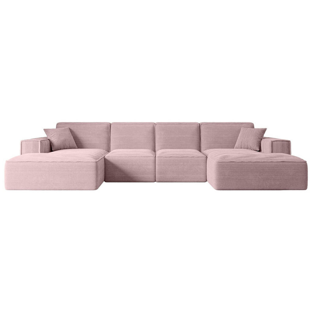 ALTDECOR SEDACÍ SOUPRAVA SIERRA-U – 349 × 169 × 80 cm, růžový manšestr