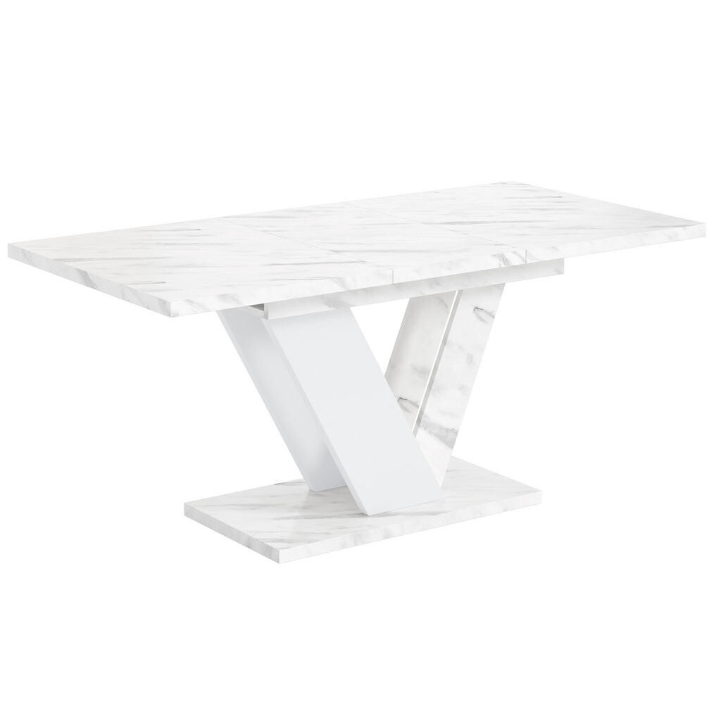 ALTDECOR VÝSUVNÝ jídelní stůl 120–160 × 80 × 75 cm – Bianco Marble / White – CLASI