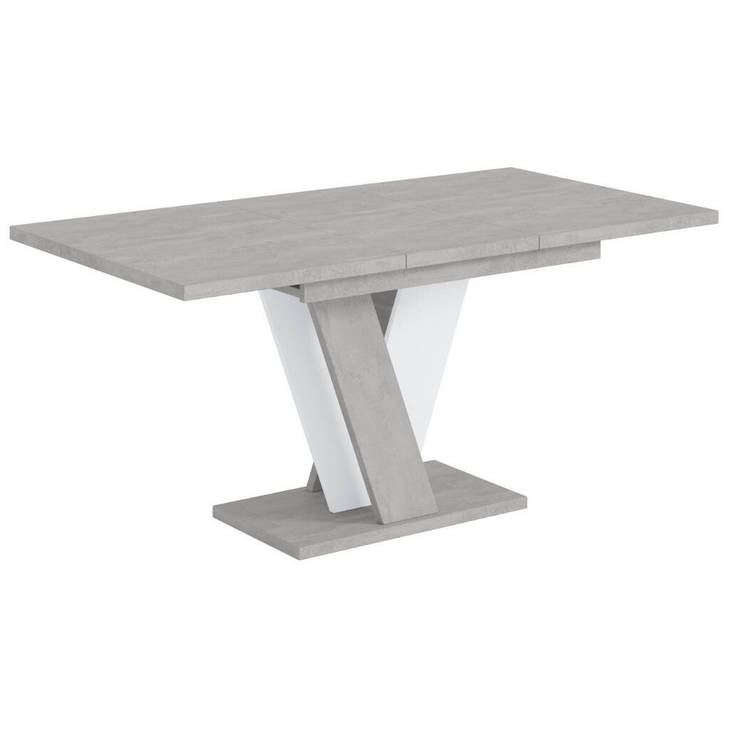 ALTDECOR VÝSUVNÝ jídelní stůl 120–160 × 90 × 75 cm – vzhled betonu K350/bílá – INEY
