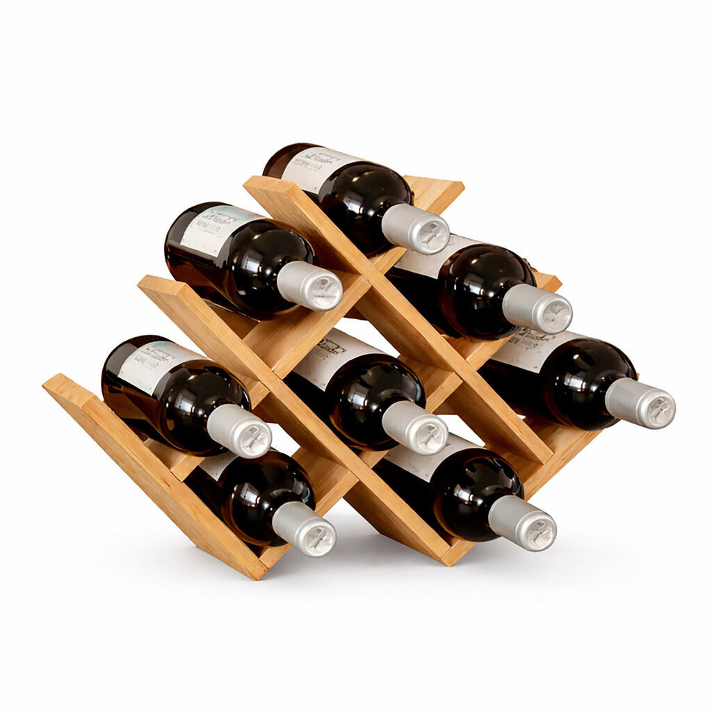 Relaxdays REGÁL Přírodní bambus na 8 lahví