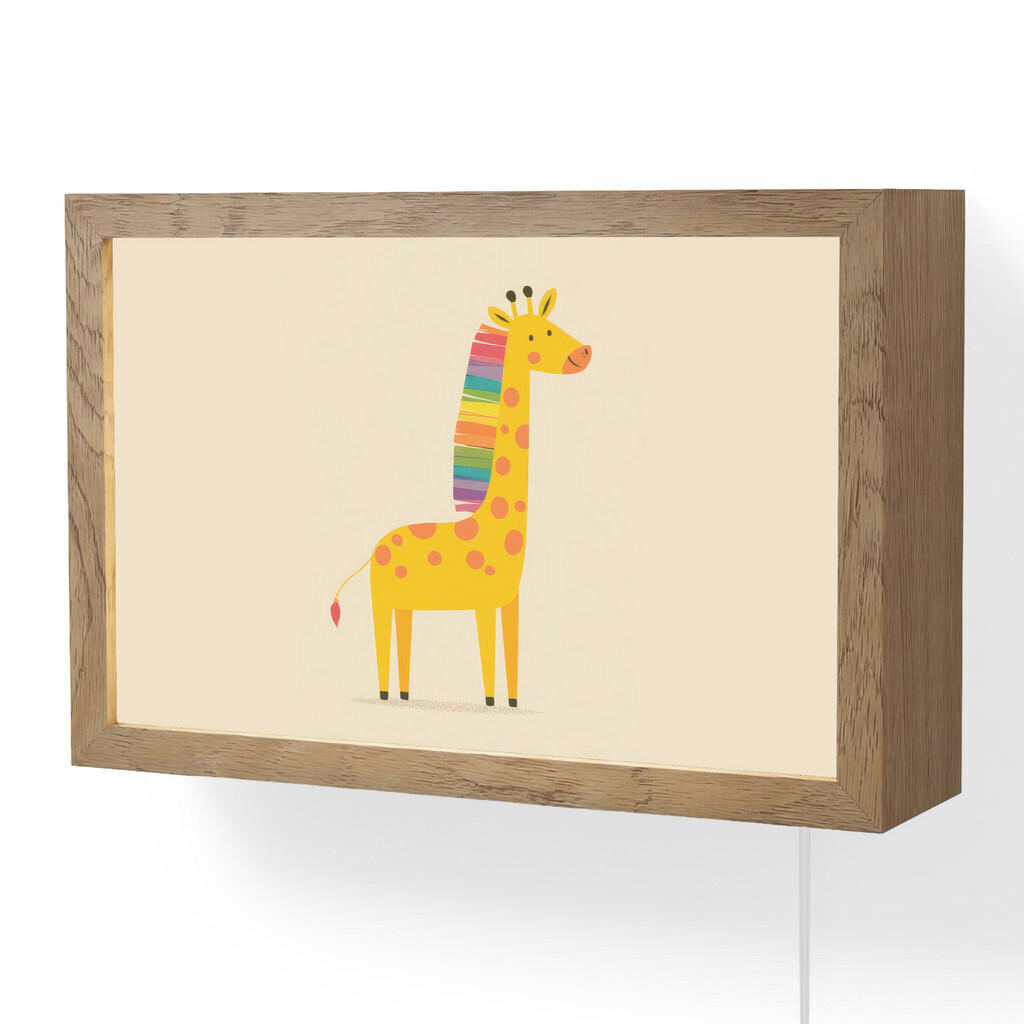 OnlyWow NÁSTĚNNÁ LAMPA Žirafa - Duhová hříva - béžová 30x20 cm
