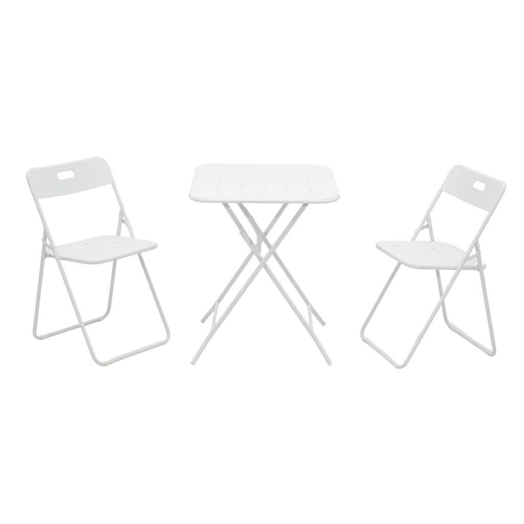 OKWISH BALKONOVÝ set 60/60/73 cm bílý z oceli se skládacími židlemi