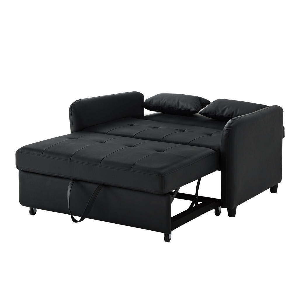OKWISH ROZKLÁDACÍ pohovka 156/100 cm antická černá z pěny a polyuretanu s polohovatelnou opěrkou