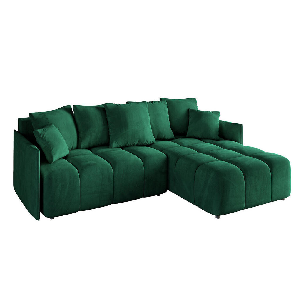 ALTDECOR ROHOVÁ SEDACÍ SOUPRAVA s otomanem vpravo LONLI-L 251x189x68 tmavě zelená velur
