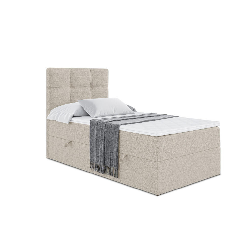 ALTDECOR AMERICKÁ postel s matrací H3 a lamelovým roštem – MARCE – 90x200 – vlevo, béžová