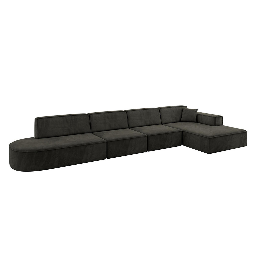 ALTDECOR ROHOVÁ SEDACÍ SOUPRAVA s otomanem vpravo IREA-L3-v4 – 412 × 165 × 77 cm, černá