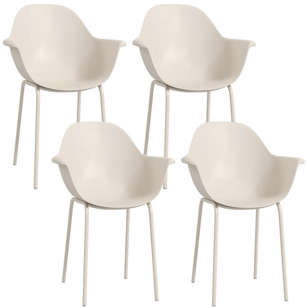 OKWISH ZAHRADNÍ židle sada 4 ks 59/55/84 cm šedá z oceli s područkami a vysokým opěradlem