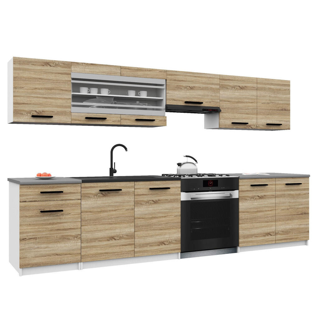 B BELINI GROUP KUCHYŇSKÁ LINKA Italia 4 260 cm, s pracovními deskami, Dub Sonoma