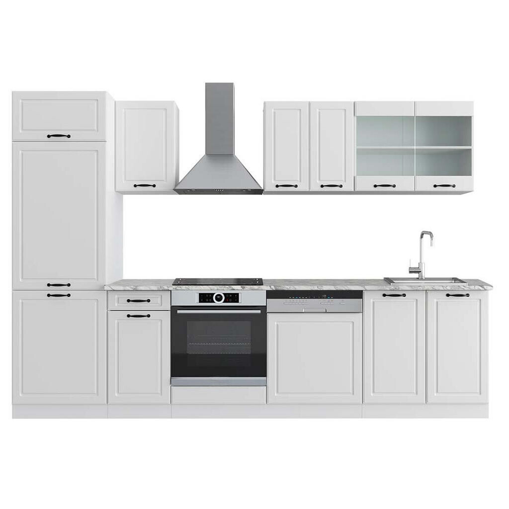 Vicco KUCHYŇSKÝ KOUT R-Line Bílý venkovský dům/bílá 300 cm , PD Mramor