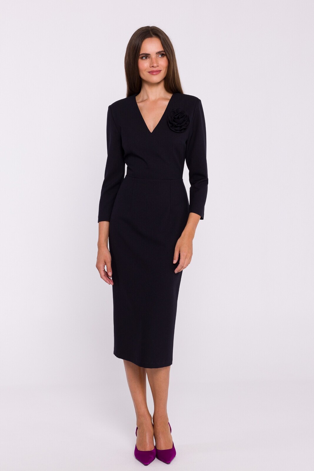 Stylove Woman's Flower pencil dress - black
