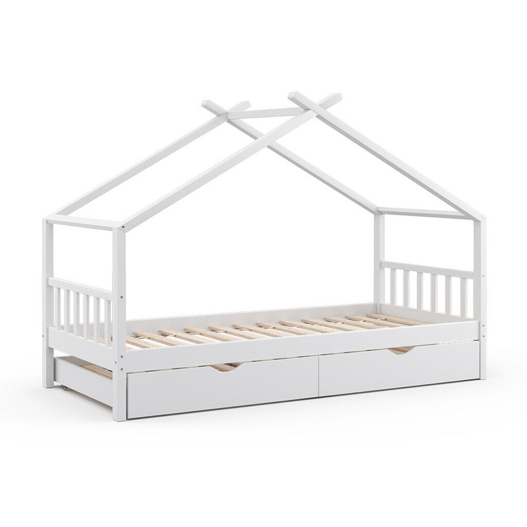 VitaliSpa DOMEČKOVÁ POSTEL Design Bílá 90x200 cm s lůžkem pro hosty