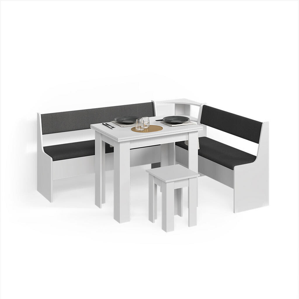 Livinity® ROHOVÁ LAVICE Tiberio Bílá 180 x 150 cm se stolkem