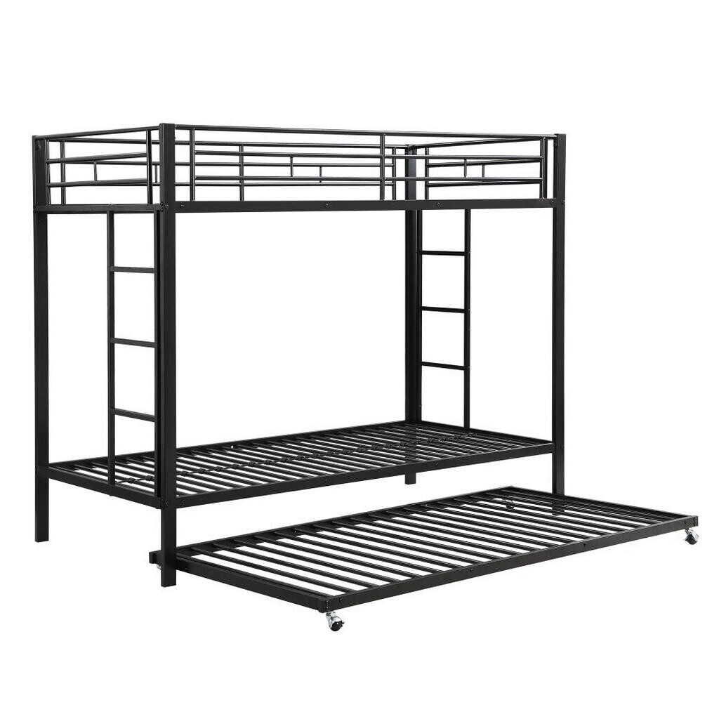 KOMHTOM PATROVÁ POSTEL 90x200 cm s výsuvným lůžkem v černé barvě