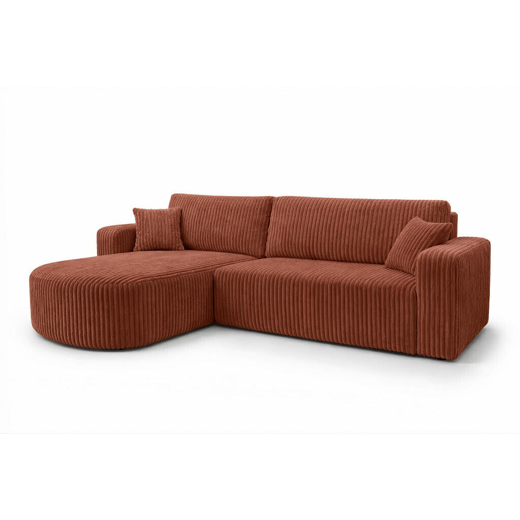 Kaiser Möbel ROHOVÁ SEDAČKA s funkcí spaní, manšestrová tkanina Tilia, Měděná, Levá strana, ROUND ONE XL