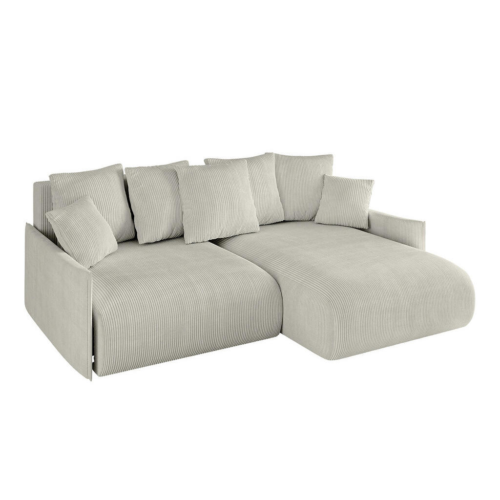 ALTDECOR ROHOVÁ SEDACÍ SOUPRAVA s otomanem vpravo ONESK-L -v1 216x177x72 krémový manšestr