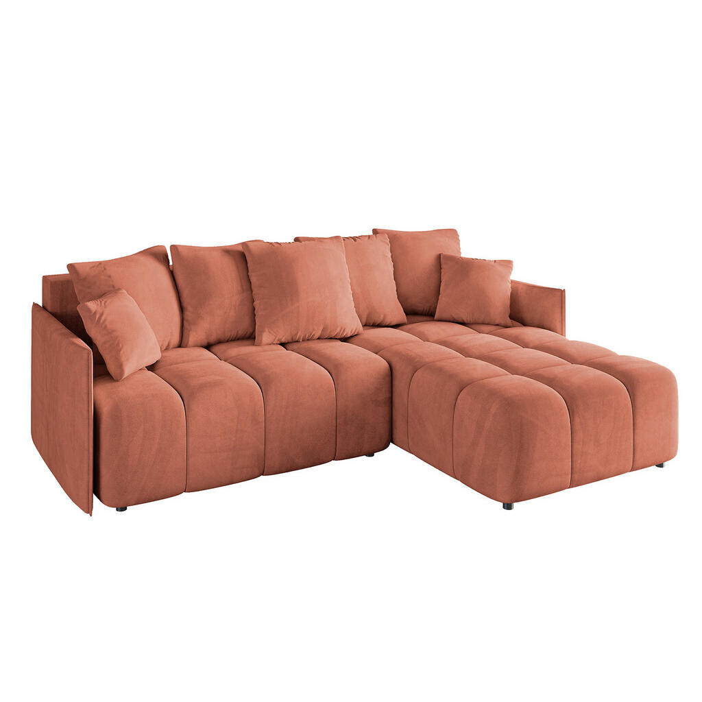 ALTDECOR ROHOVÁ SEDACÍ SOUPRAVA s otomanem vpravo LONLI-L 251x189x68 korálový velur