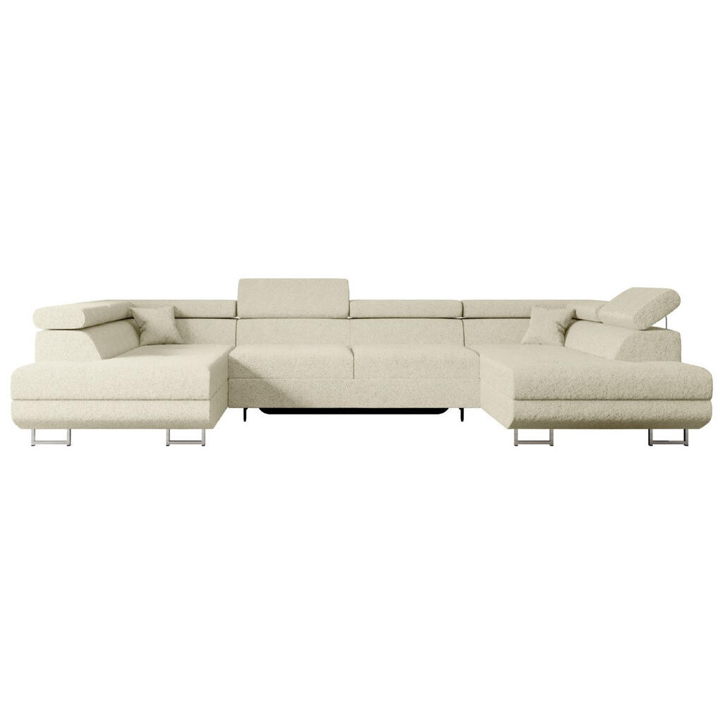 ALTDECOR SEDACÍ SOUPRAVA s funkcí lůžka a úložným prostorem GUSA-U 342x202x107 cm, béžová buklé