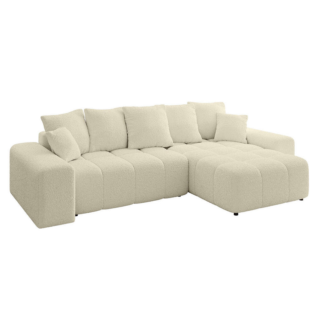 ALTDECOR ROHOVÁ SEDACÍ SOUPRAVA s otomanem vpravo ENIL-L 297x189x68 béžová buklé