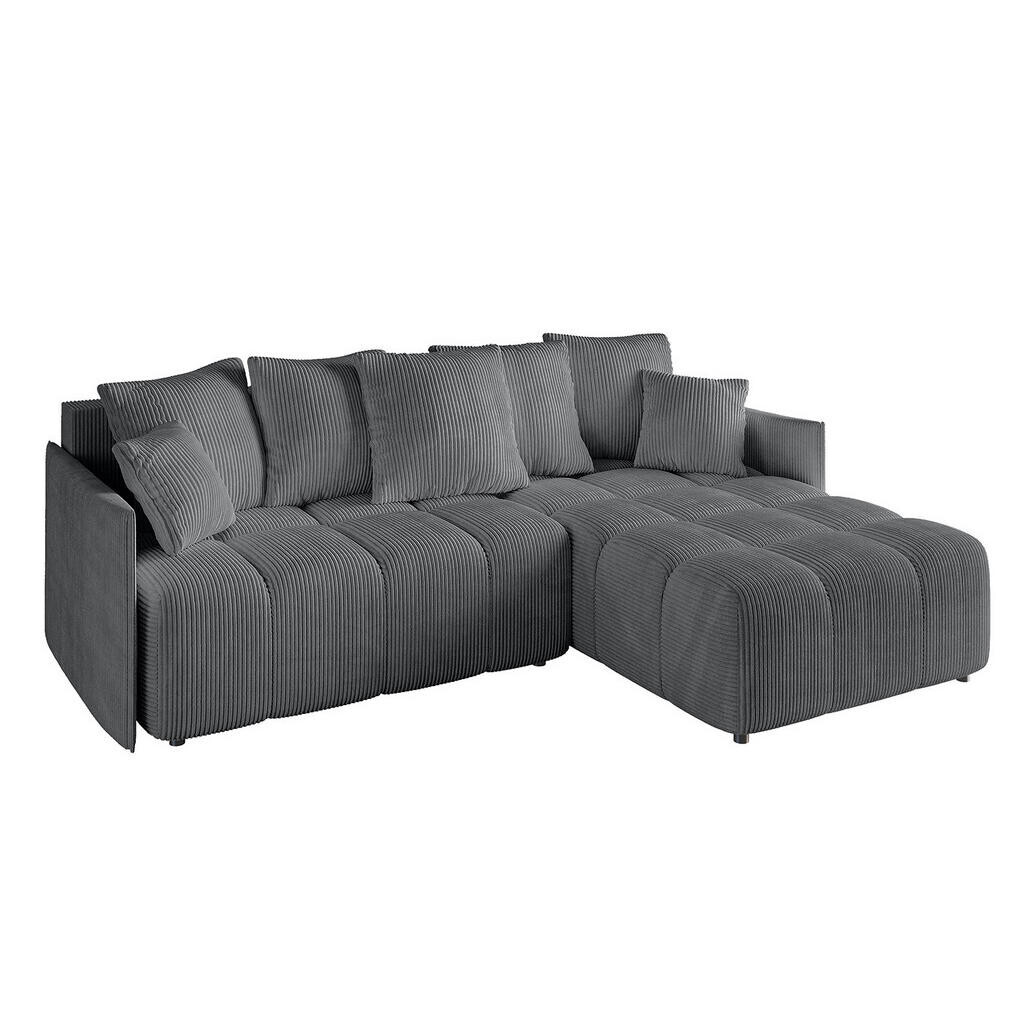 ALTDECOR ROHOVÁ SEDACÍ SOUPRAVA s otomanem vpravo LONLI-L 251x189x68 tmavě šedý manšestr