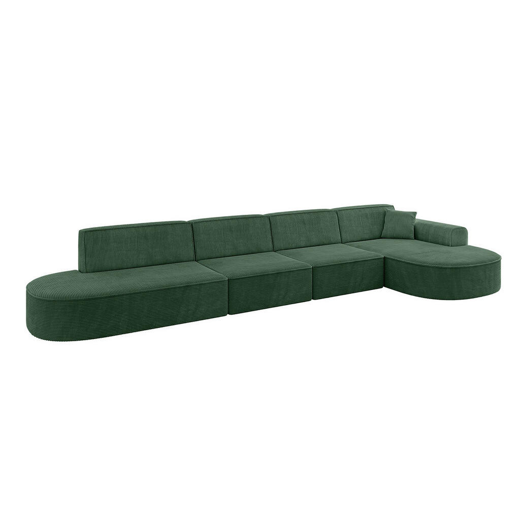 ALTDECOR ROHOVÁ SEDACÍ SOUPRAVA s otomanem vpravo MARI-L3 – 413 x 171 x 79 cm, zelený manšestr