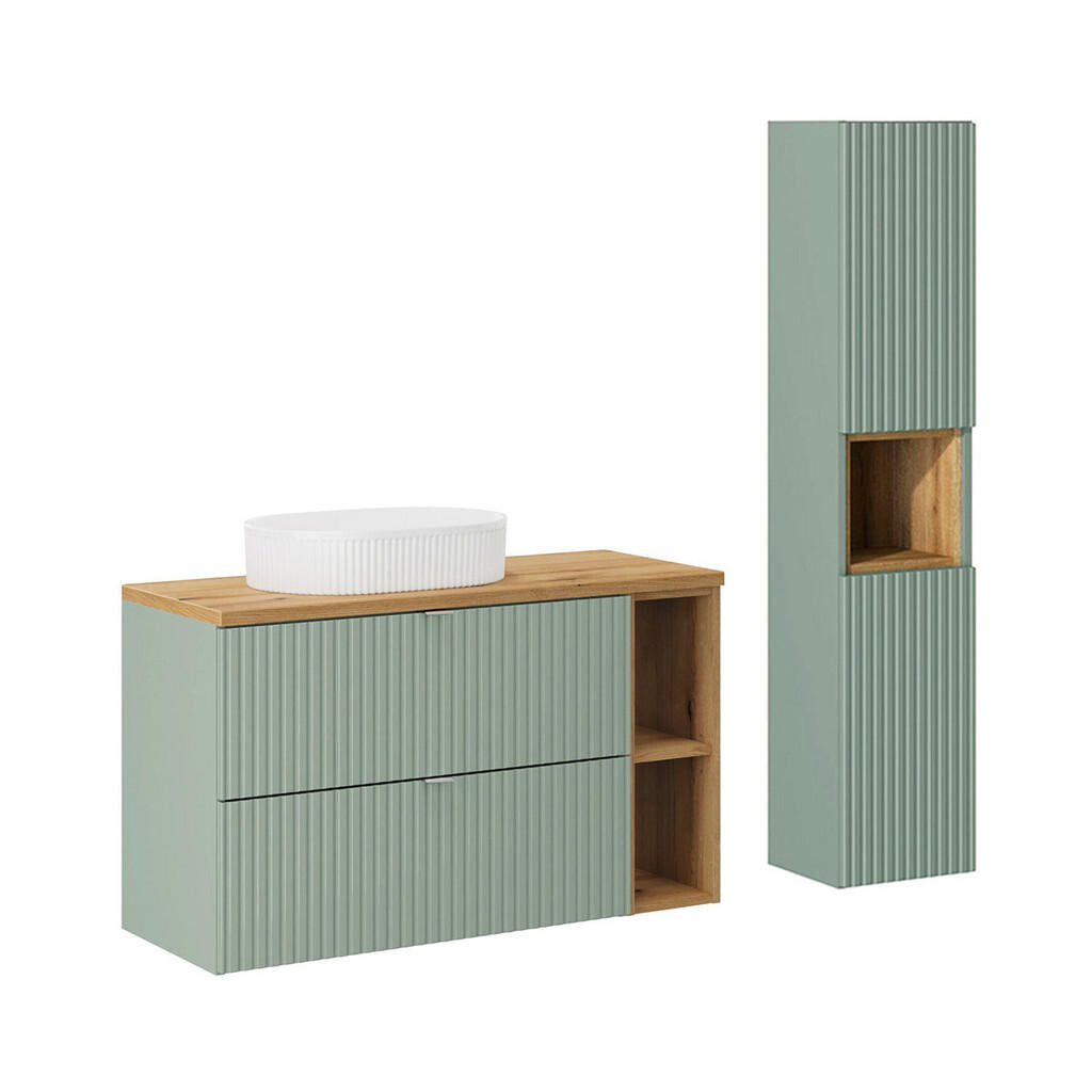 Petits-meubles KOUPELNOVÝ NÁBYTEK 100.4cm Jade 2er-Set Zelená a dřevo