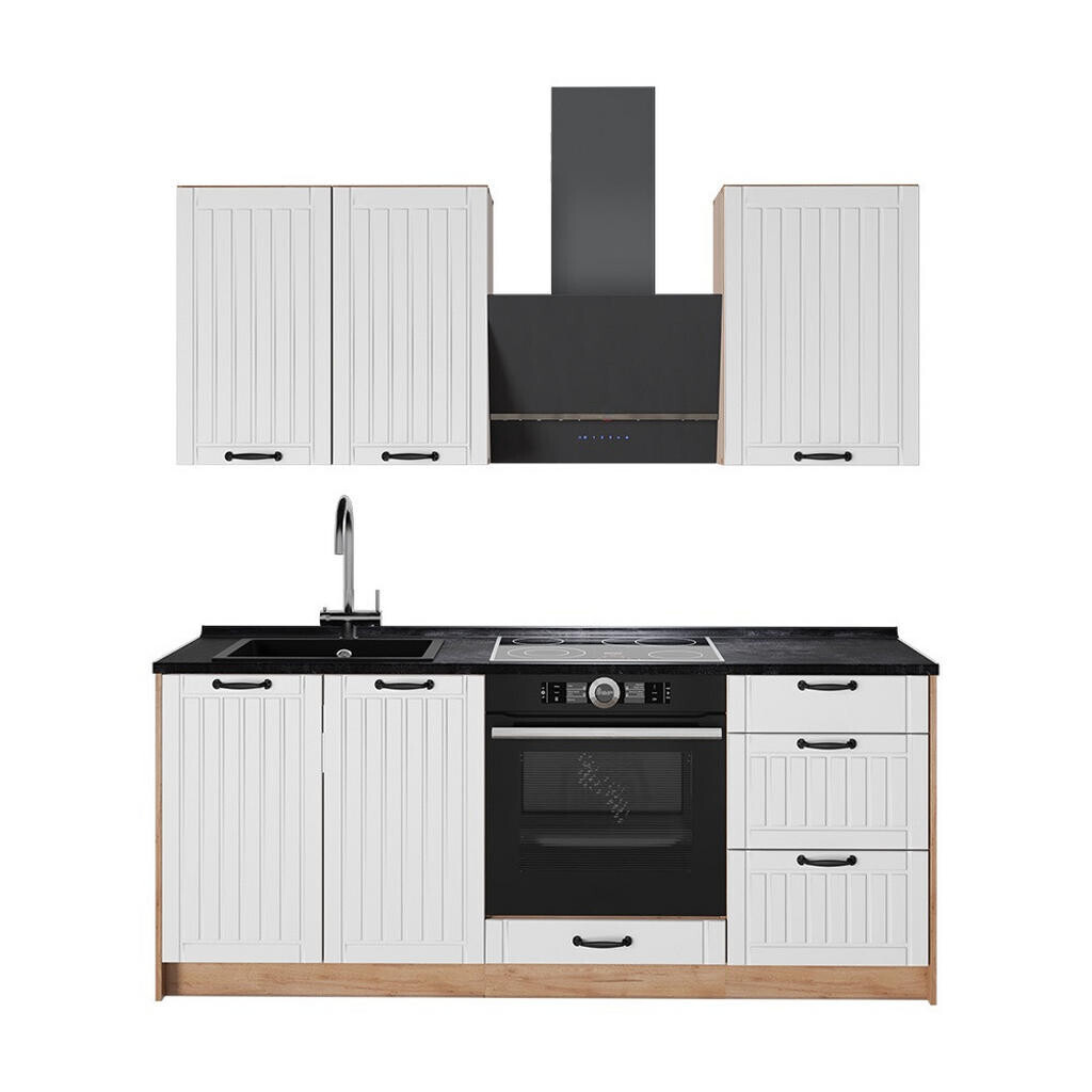 Vicco JEDNOTKOVÁ KUCHYNĚ Fame-Line, Bílý venkovský dům/Zlatý mocný dub, 190 cm, PD Antracit