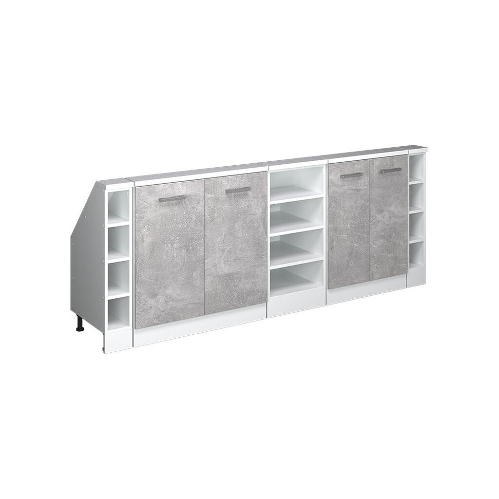 Vicco KUCHYŇSKÁ SKŘÍŇKA POD ŠIKMOU STŘECHU R-Line Beton 210 cm Sada 5 kusů