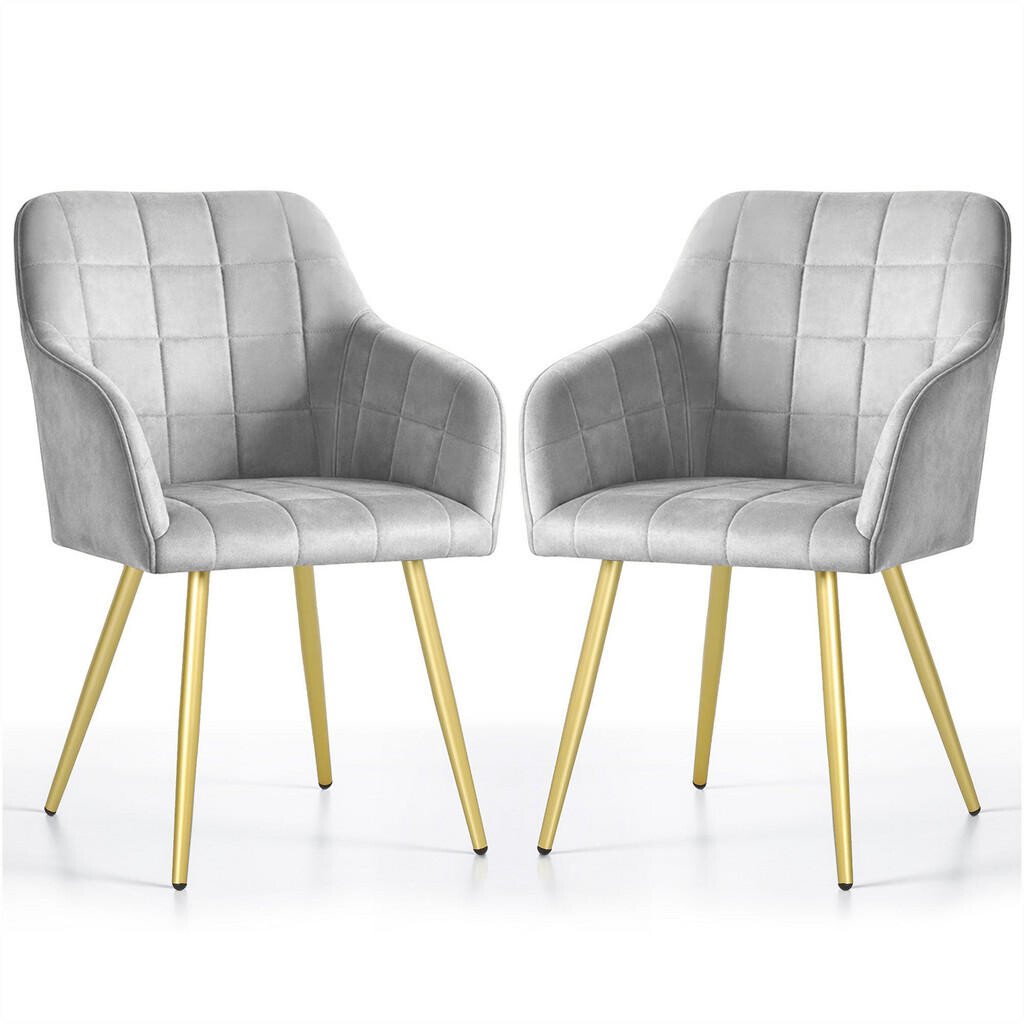 RAUMHIRSCH FURNITURE ČALOUNĚNÁ ŽIDLE, sada 2 ks, kovové nohy světle šedé, zlatá 54/82/58