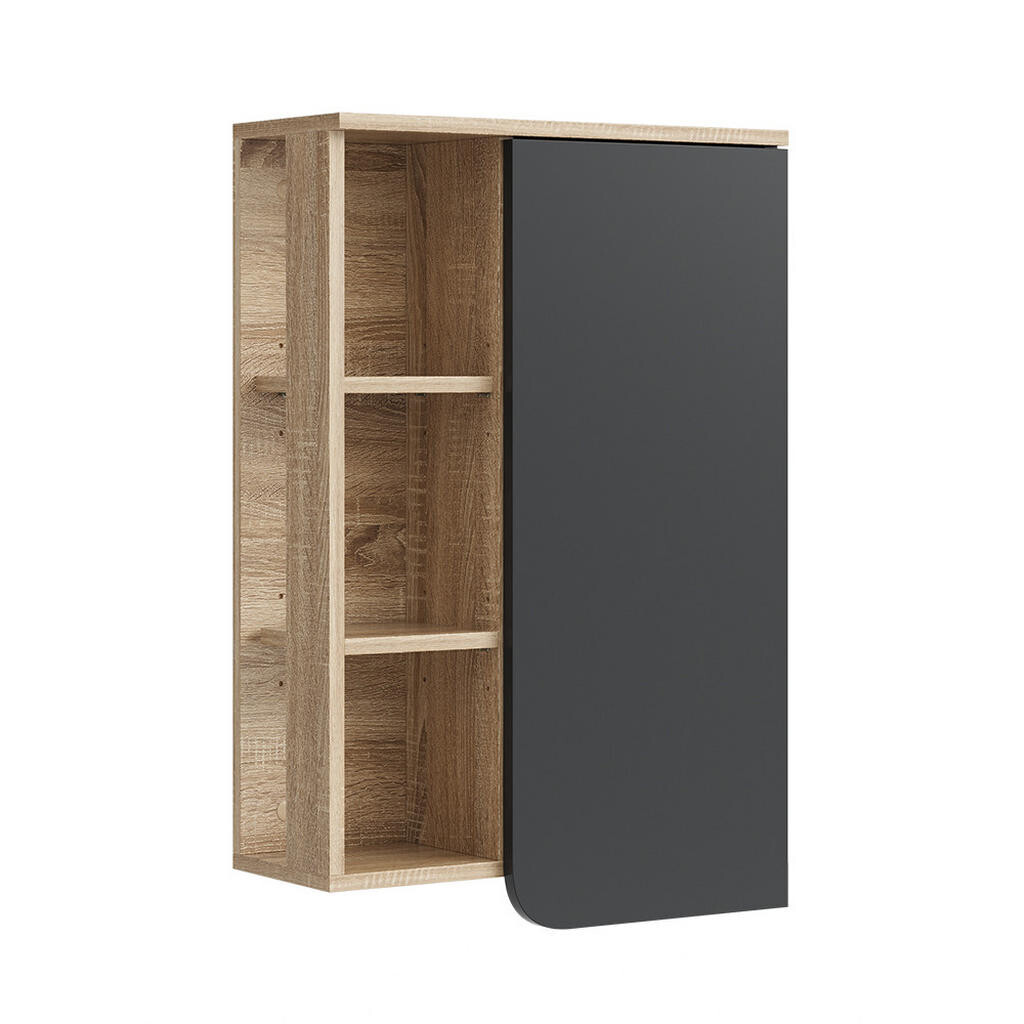 Vicco SKŘÍŇKA DO KOUPELNY Karen Sonoma/antracit 50 x 75 cm s dveřmi a otevřenými přihrádkami