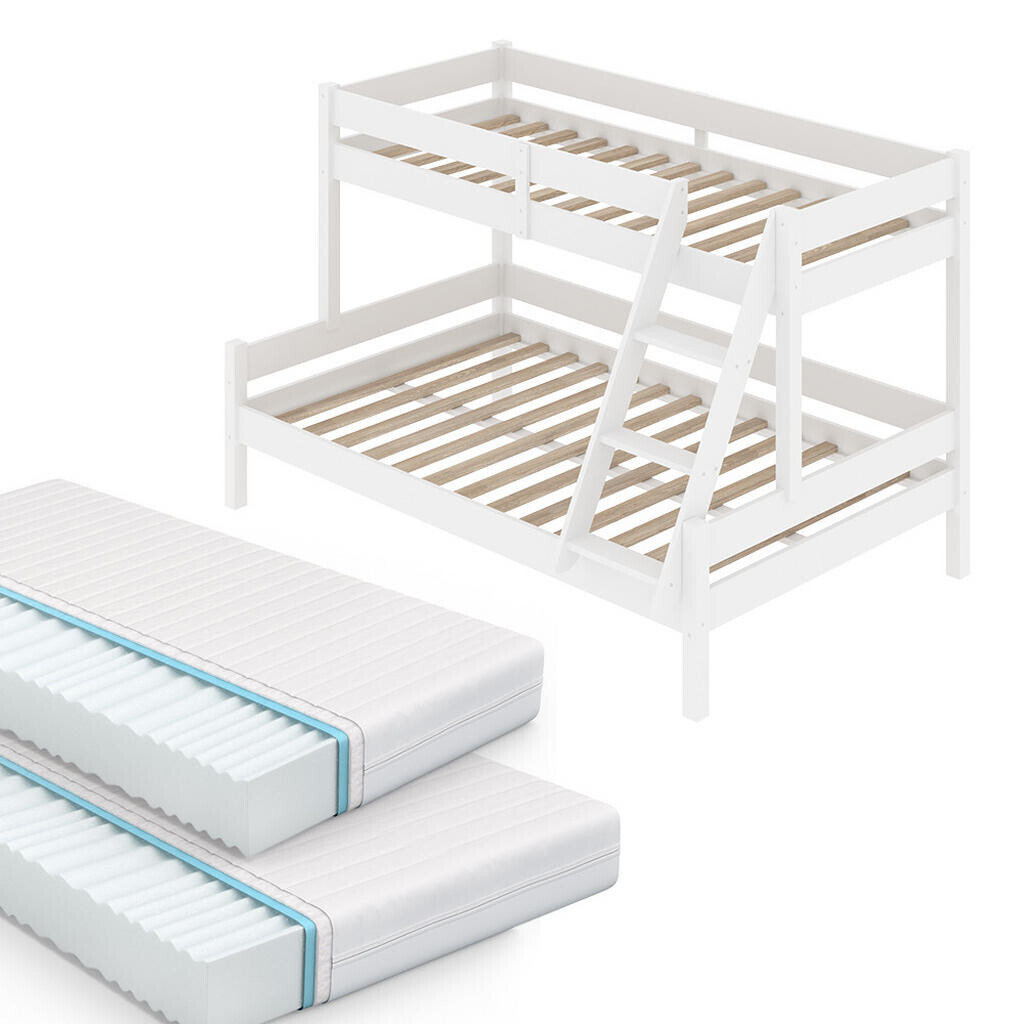VitaliSpa PATROVÁ POSTEL Everest Bílá 140x200 / 90x200 cm se 2 matracemi