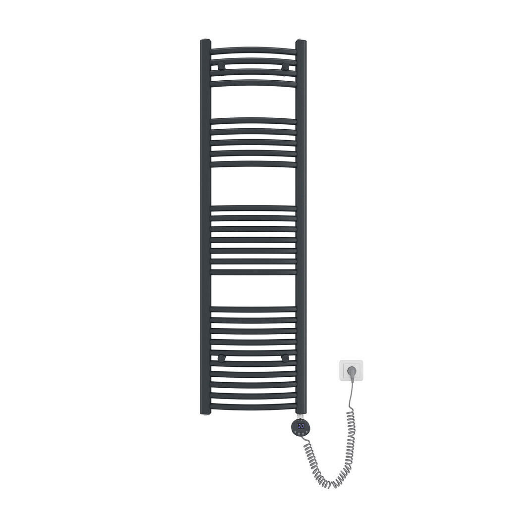 EMKE RADIÁTOR Elektrický zakřivený radiátor na ručníky, antracit, 140/40 cm