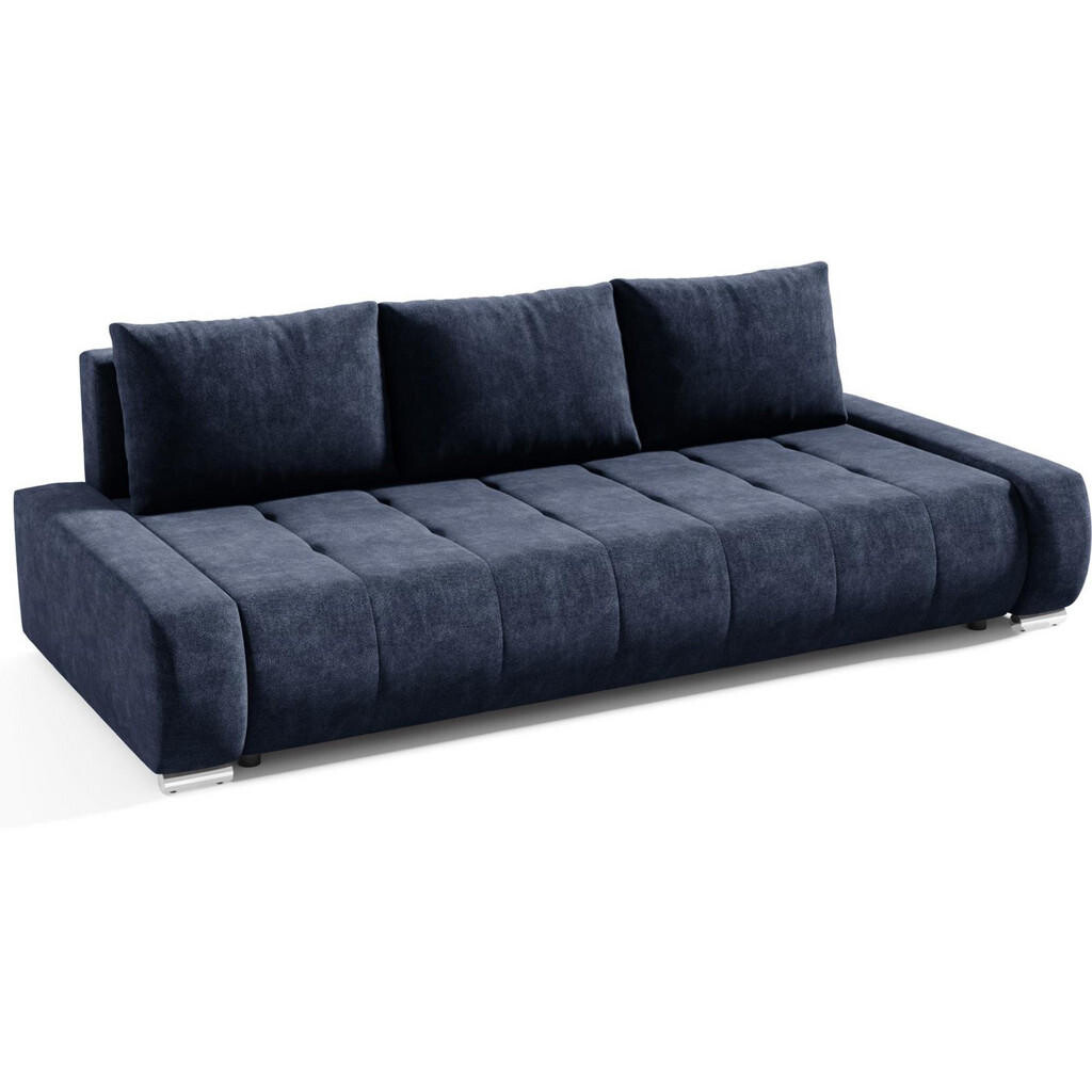 Beautysofa ROZKLÁDACÍ pohovka Draco 3místná, s úložným prostorem, tmavě modrá