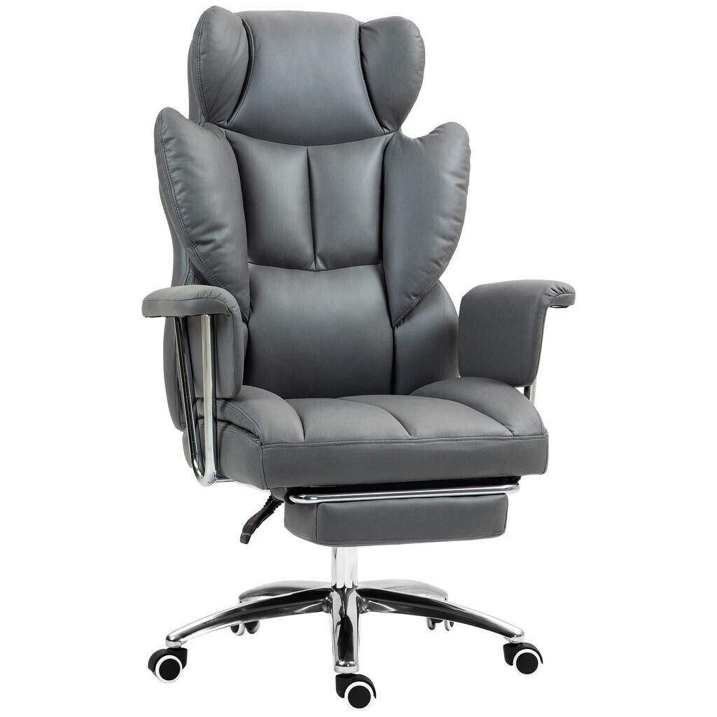 HOMCOM KANCELÁŘSKÁ ŽIDLE s polohovací funkcí, ergonomická kancelářská židle, otočná židle tmavě šedá