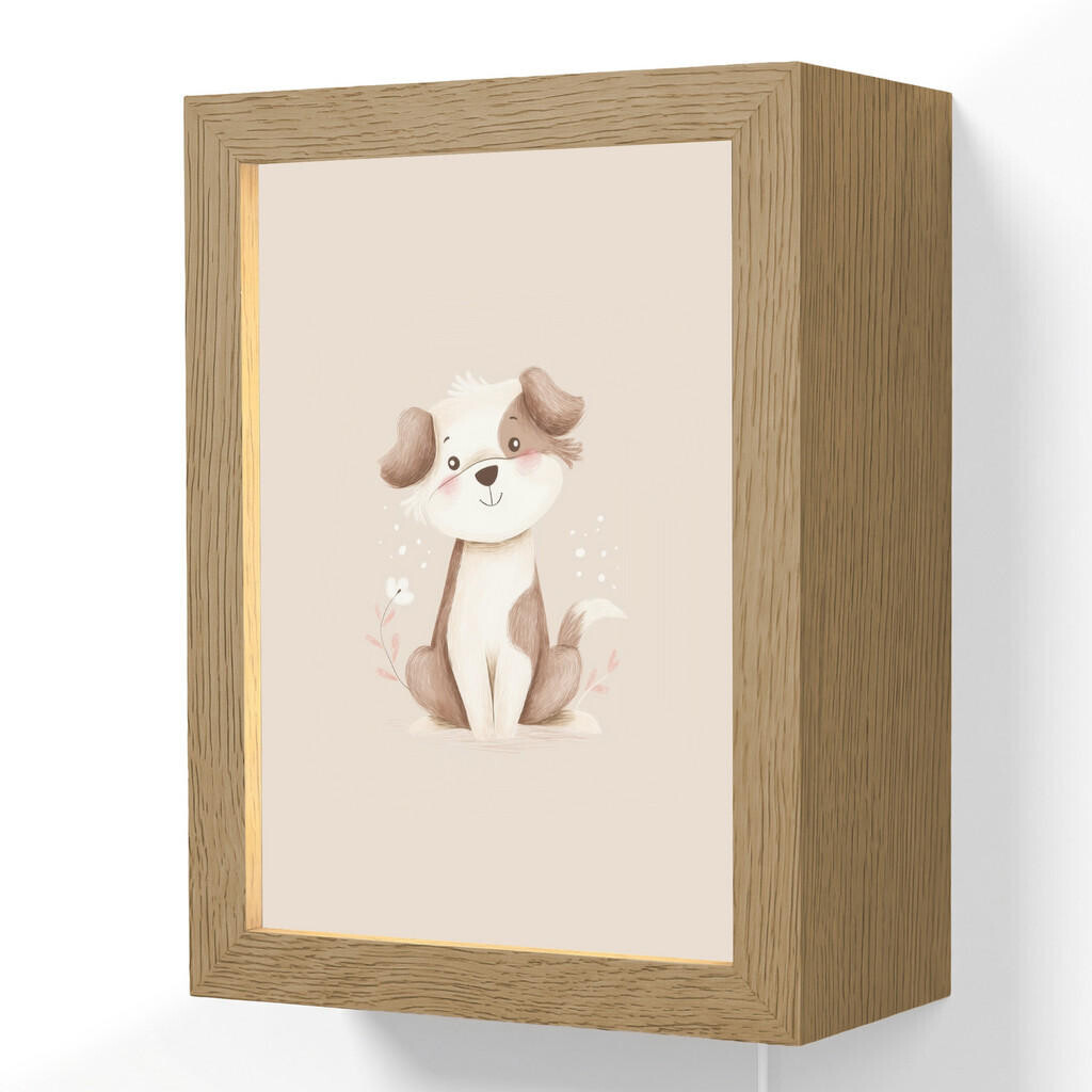 OnlyWow NÁSTĚNNÁ LAMPA Pes - skvrnitý - hnědý 15x20 cm