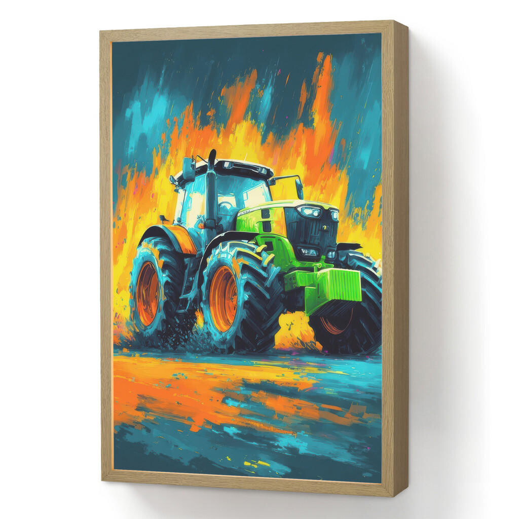 OnlyWow DOBÍJECÍ NOČNÍ LAMPIČKA Abstrakt - Traktor - Zelený 40x60 cm