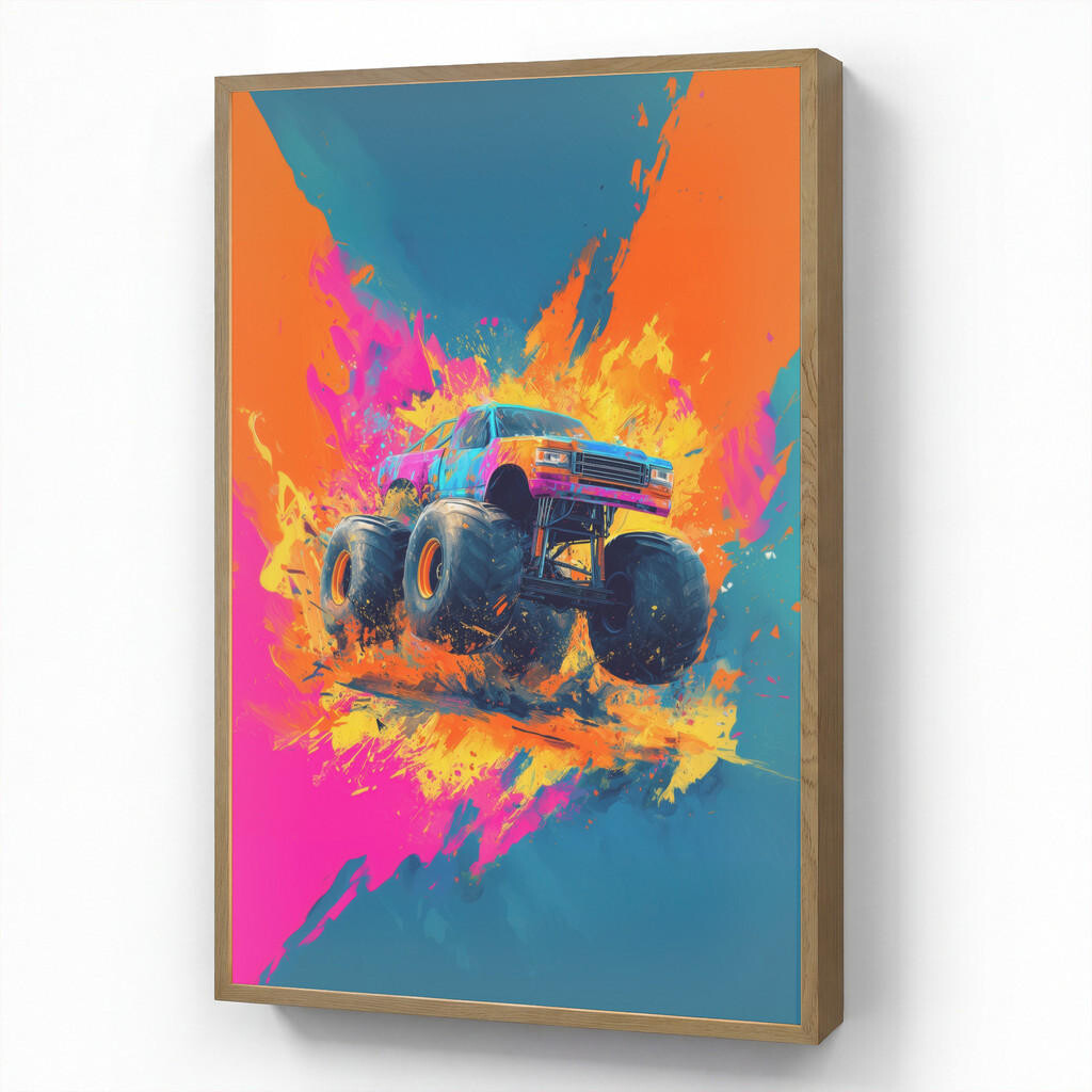 OnlyWow DOBÍJECÍ NOČNÍ LAMPIČKA Monster truck - Abstraktní - Stříkající barva - Barevné 70x100 cm
