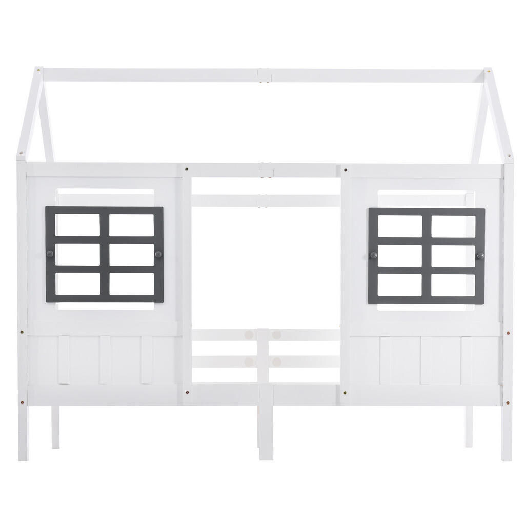 Redom DĚTSKÁ postel 200/90 cm s domkem, 2 okny a bezpečnostními bočnicemi, stabilní konstrukce, Bílá