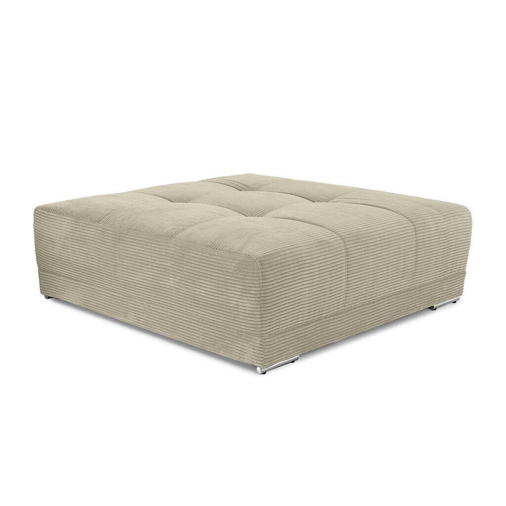 luma-home ČALOUNĚNÁ STOLIČKA XXL s pružinovým jádrem, šířka 120 cm, hloubka 120 cm, výška 39 cm (hodí se k pohovce BIG-SOFA) – manšestr, béžovo-šedá /