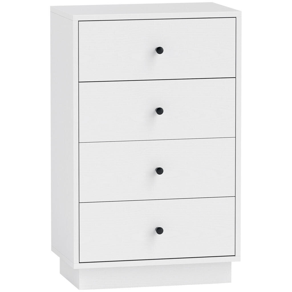HOMCOM KOMODA Komoda se 4 zásuvkami Skříňka z dřevotřísky 47 x 29 x 75 cm Bílá