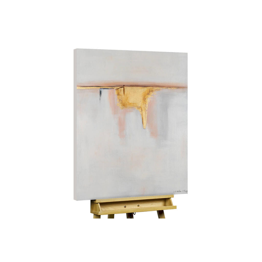 KUNSTLOFT RUČNĚ MALOVANÝ AKRYLOVÝ OBRAZ ŠEDÝ/ŽLUTÝ, 75/100 CM