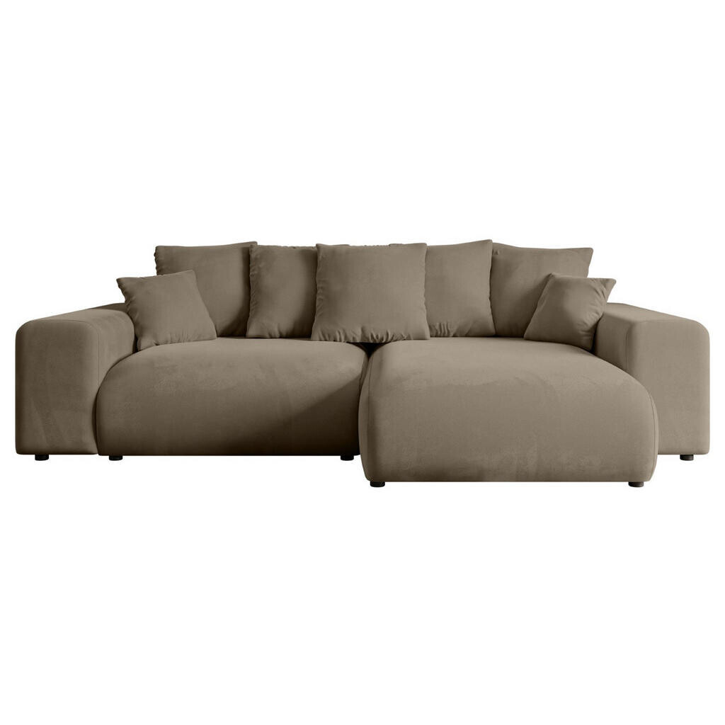 ALTDECOR ROHOVÁ SEDACÍ SOUPRAVA s otomanem vpravo ESKAR-L 266x176x72 hnědý velur