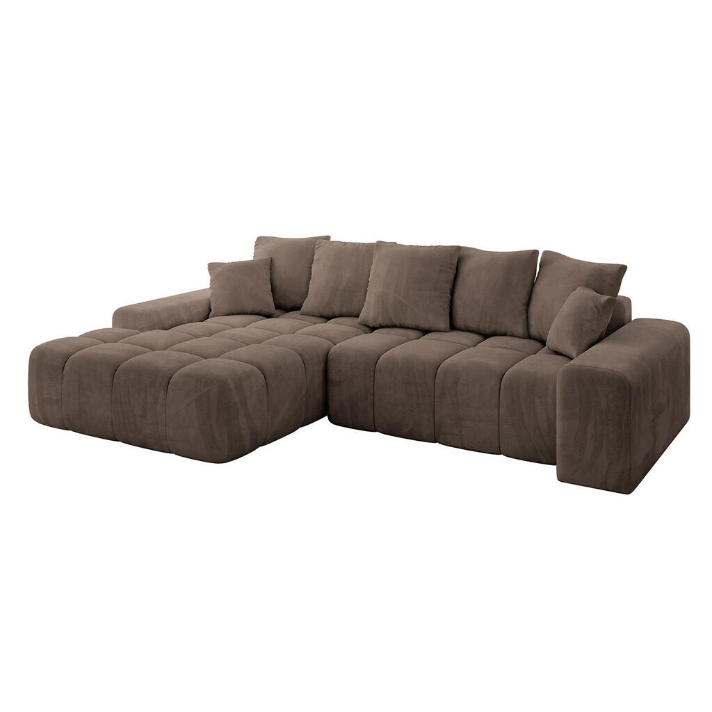 ALTDECOR ROHOVÁ SEDACÍ SOUPRAVA s otomanem vlevo ENSI-L – 267 x 164 x 69 cm, hnědá