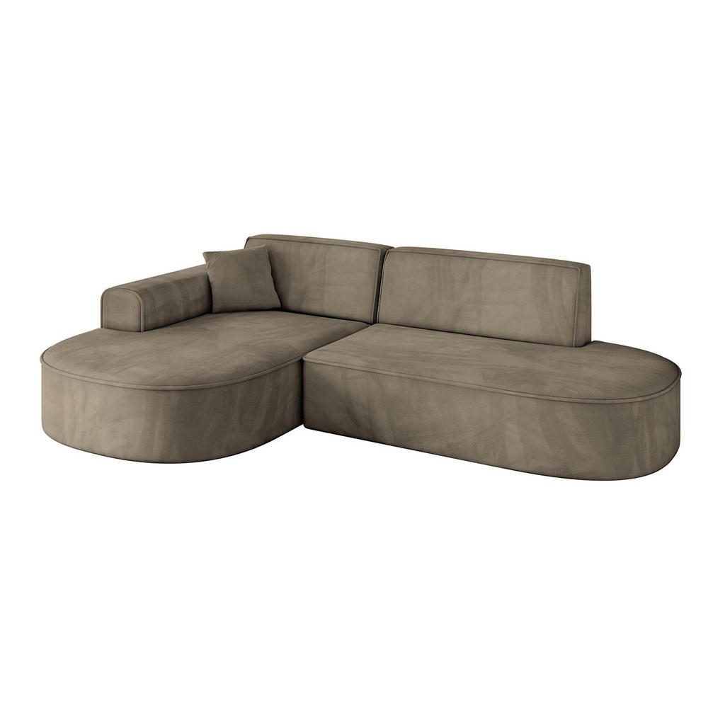ALTDECOR ROHOVÁ SEDACÍ SOUPRAVA s otomanem vlevo MARI-L1 – 243 x 171 x 79 cm, tmavě hnědá barva velur