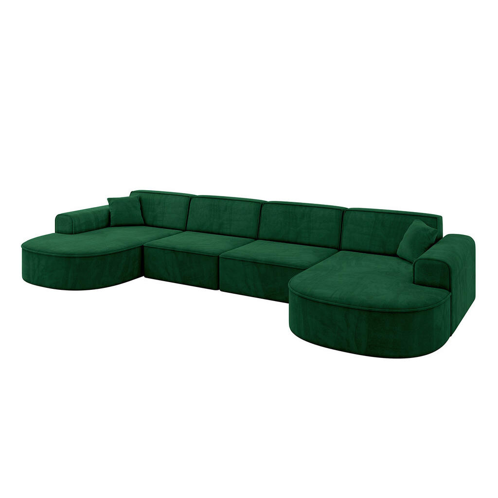 ALTDECOR SEDACÍ SOUPRAVA MARI-U2 – 388 × 171 × 79 cm, tmavě zelený velur
