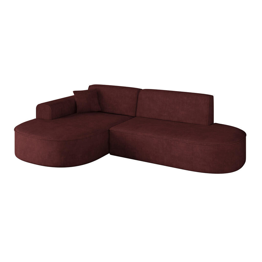 ALTDECOR ROHOVÁ SEDACÍ SOUPRAVA s otomanem vlevo MARI-L1 – 243 x 171 x 79 cm, bordó, velur