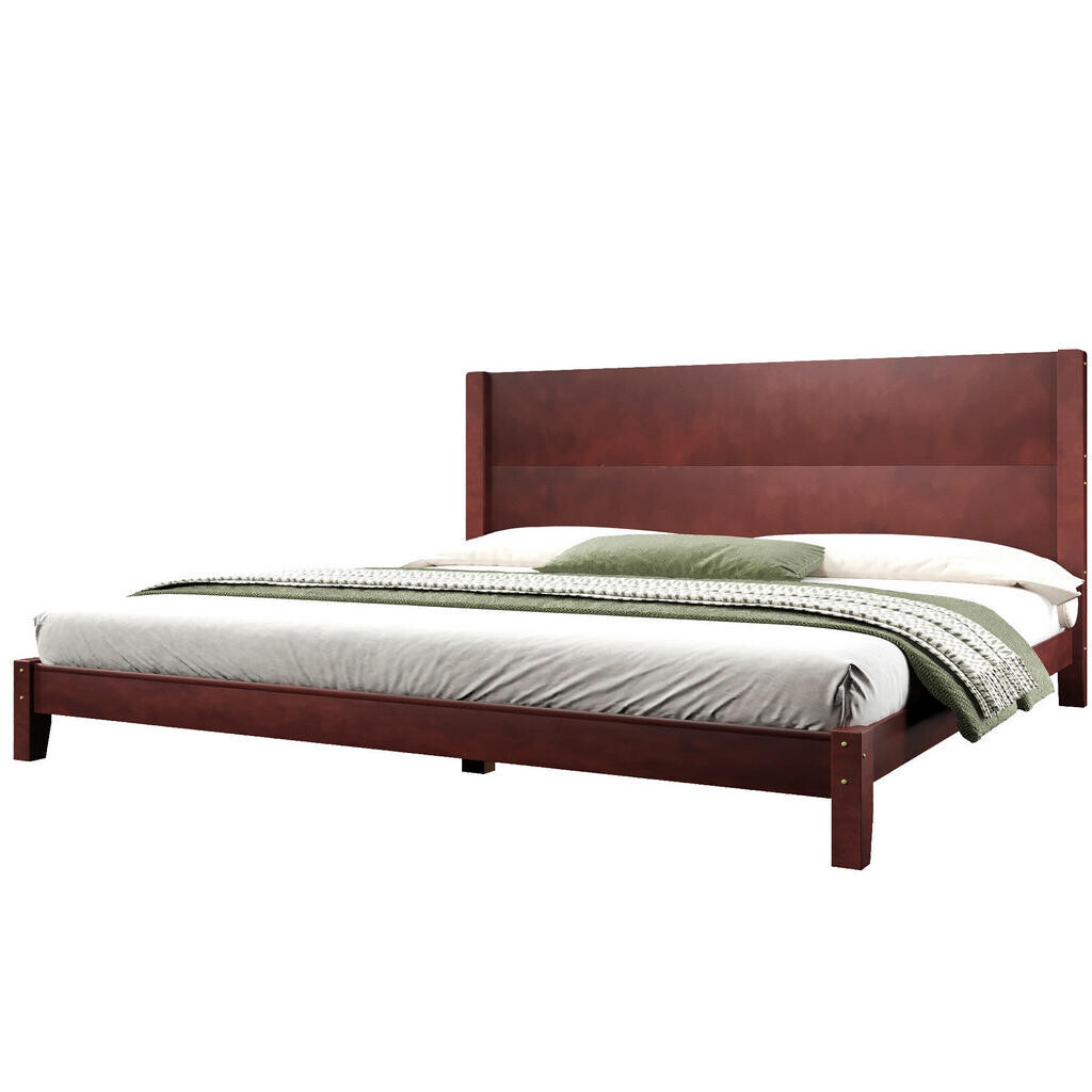 OKWISH POSTEL 180/200 cm hnědá z MDF a překližky s čelem a laťovým roštem