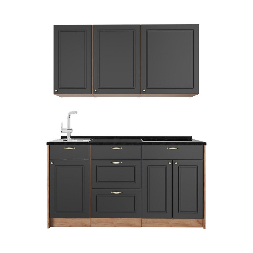 Vicco JEDNOTKOVÁ KUCHYNĚ Fame-Line, Anthrazit-Gold Landhaus/Zlatý mocný dub, 150 cm, PD Antracit